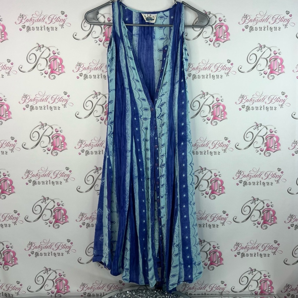 Kids change dress tie dye paisley tropical button up Blue Patterned hippie Dress